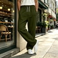 thumbnail image 3 of Wide Leg Sweatpants for Men Elastic Waist Drawstring Baggy Gym Pants Casual Fall Outfit Army Green S, 3 of 6