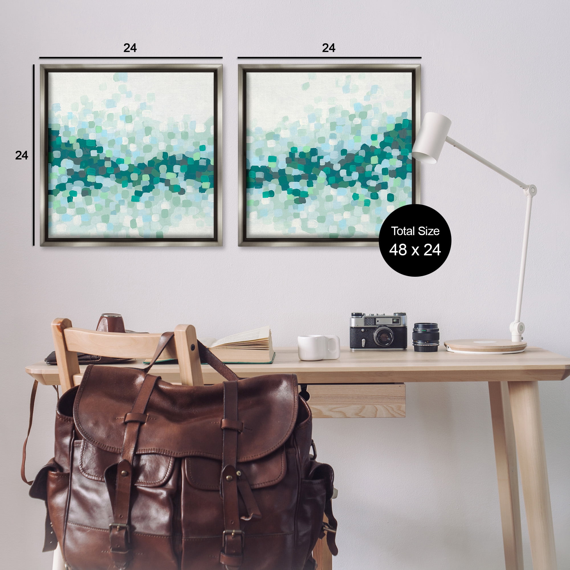 Stupell Industries Abstract Speckled Horizon Abstract Painting Gray Floater Framed Canvas Art Print Wall Art, 25 x 25, Set of 2