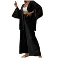 thumbnail image 2 of qolati Womens 2 Piece Outfits Cotton Linen Casual Elastic Wide Legs Pants Oversized Cardigan Lounge Sets 2023 Trendy High Waisted Vacation Suits, 2 of 7