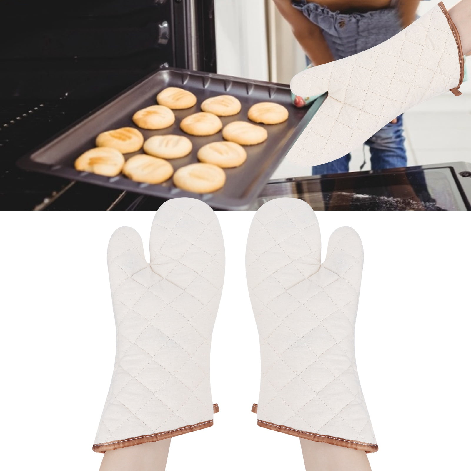 1-Pair Heat Resistant Oven Mitts - Multipurpose Cooking Gloves for Home & Restaurant