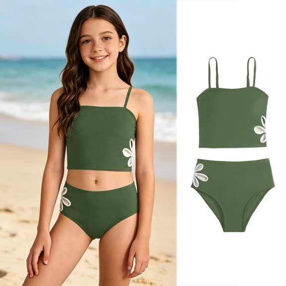 Kids Swimsuit Girl Swimsuit With Shorts Two Piece Set Cute Bikini Girls Bathing Suit Size 4-5 Years