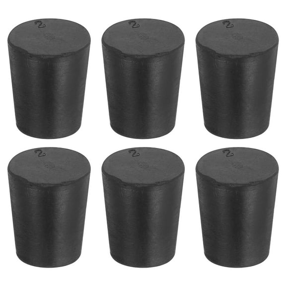 6 Pcs Solid Rubber Stopper, Tapered Lab Seal Tube Stopper Plug for Test Tube Industry , 20x16x25mm Black