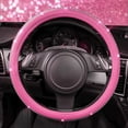 thumbnail image 7 of CAR PASS Diamond Pink Leather Steering Wheel Cover, with Bling Crystal Rhinestones Universal Fit 14" 1/2-15" Crystal Glitter for Women Sparkle Girl Fit Suvs,Vans,Sedans,Cars,Trucks, Pink Diamond, 7 of 7