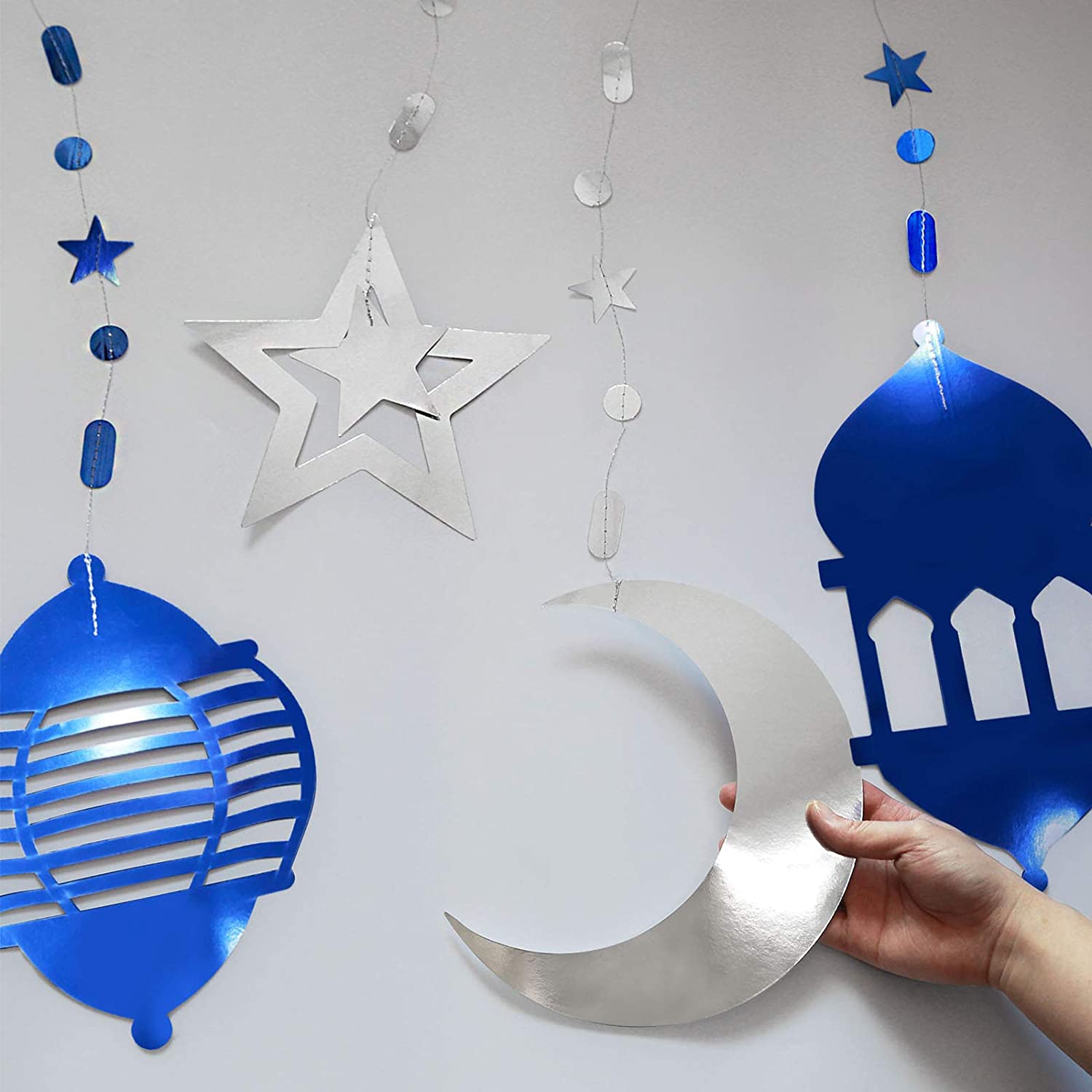 16pcs Shining Gold Star Moon Lantern Ramadan EID Decoration Home Happy  Ramadan Mubarak Party Banner Hanging Streamer Backdrop for Aladdin Egyptian  Aladdin Islam Holiday 