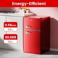 thumbnail image 6 of BANGSON 3.2 Cu.Ft Retro Mini Fridge with Freezer, Small Refrigerator for Dorm Room & Home Bar ,Red, 6 of 8