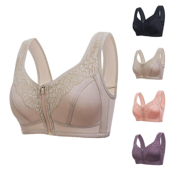 Women's Front Zip Sports Bra No Underwire Comfortable Bralette Wide Straps Seamless Support For Yoga Gym Running Women Bras