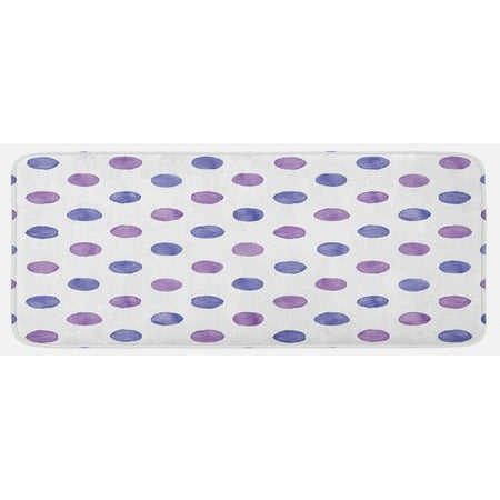 

Purple Kitchen Mat Watercolor Paint Style Nostalgic Retro Style Polka Dot Pattern Theme Classic Plush Decorative Kitchen Mat with Non Slip Backing 47 X 19 Lilac Blue by Ambesonne