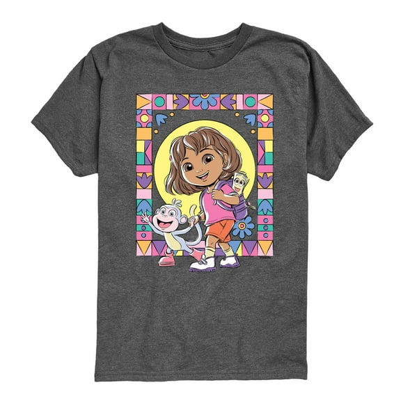 Dora The Explorer - Boots Mosaic - Toddler And Youth Short Sleeve Graphic T-Shirt