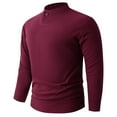 thumbnail image 3 of Betivan Men's German Velvet Warm Long Sleeve Shirt, Solid Color Round Neck Button Pullover Base Top, Casual Daily Wear Thermal Layering Shirt, 3 of 5