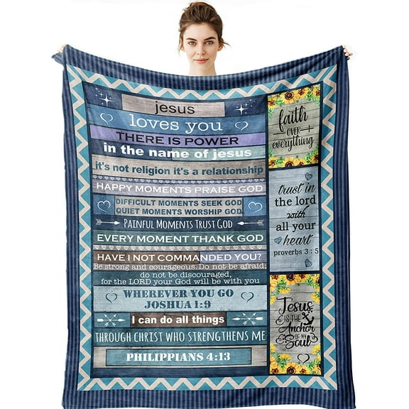 Christian Gifts for Women Faith - Religious Gifts for Women Men 60"x50" Blanket - Inspirational Gifts for Women - Spiritual Gifts for Women - Catholic Gift Ideas - Get Well Soon Throw Blankets