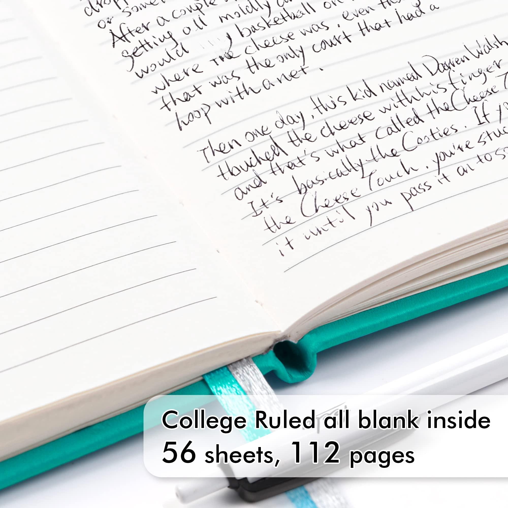 3 Pack Pocket Small Notebook Journals  Mini Cute Memo Notepad Hardcover College Ruled Lined With Pen Holder For Women Office School 3 Black Pens 3.5"x 5.5" A6 Aqua