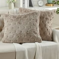 thumbnail image 5 of Home Soft Things Serenta Jacquard Rabbit Faux Fur Throw Pillow Covers 2 Piece Set, 26" x 26", Taupe, 5 of 5