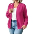 thumbnail image 2 of Outdoor Casual Bomber Jackets Women's Solid Color Casual Sporty Winter/Outerwear Fashion Zippered Long Sleeve Pocket Sweatshirt Hot Pink Xxl, 2 of 6