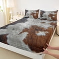 thumbnail image 3 of Homewish Farmhouse Cow Print 4pcs Bed Sheets for Children Teens Adults,Retro Vintage King Sheets,Brown White Super Cozy Sheet Set,Luxury Bedroom Decor, 3 of 7