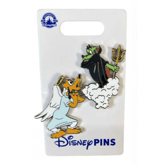 Disney Parks Pluto Angel and Devil Set Pin New With Card