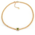 thumbnail image 3 of Gem Stone King 14K Gold Plated Green Peridot and Moissanite Cuban Curb Link Chain Pendant Necklace for Women  (1.09 cttw, Cushion 6MM, 16 inch Chain + 2 inch Extender), 3 of 6