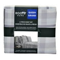thumbnail image 1 of Roots Home 6-pc Cotton Sateen Sheet Set Queen - Wht w Grey/Blu Plaid, 1 of 3