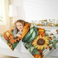 thumbnail image 4 of Manfei Autumn Pumpkin Bedding King Comforter Set, Vibrant Sunflower Comforter Sets King Size, Rustic Farmhouse Reversible Comforters & Duvets, Breathable Bedroom Decorative, 3pcs, 4 of 8