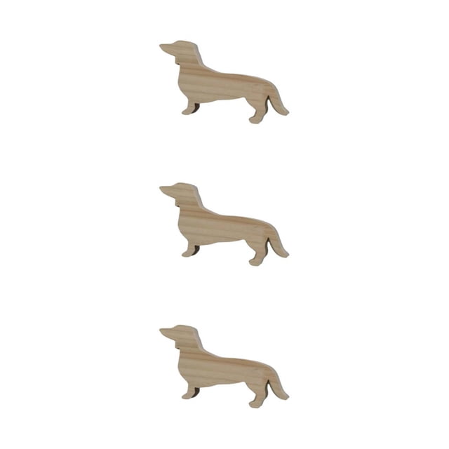 Transemion Wood Dinner Plate With Dachshund Stylish And Functional Tableware Multipurpose burlywood 3Set