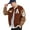 Brown, variant on HISITOSA Mens Varsity College Jacket Baseball Bomber Jacket Vintage Sweatshirt Casual Unisex Streetwear Coats with Patch