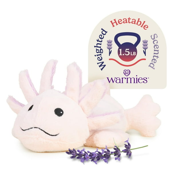 Peluche terapéutico Warmies con forma de axolotl rosa, 33 cm de peso