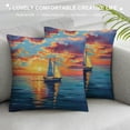 thumbnail image 3 of Orinice Sailboat Ocean Sunset Graphic Decorative Cushion Throw Pillow Cover Summer Printed 1PC 18x18in, 3 of 5