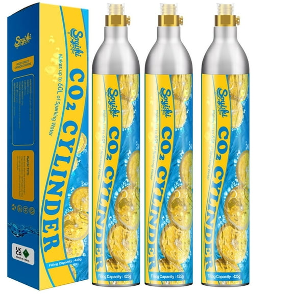 60L Threaded Co2 Cartridges Cylinder 14.5oz CO2 Canister Sparkling Water Carbonates Compatible with Soda Streaming Maker Set of 3