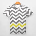 thumbnail image 3 of Yellow Grey Chevron Pattern Men Zipper T-shirt Summer Casual Short Sleeve T-shirt Top, 3 of 7