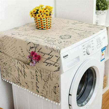 

Washing Machine Cover Towel Dustproof Cover Washing Machine General Purpose Linen Cotton Fitted Towel Protective Cover