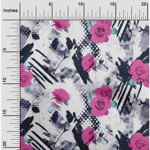 oneOone Silk Tabby Pink Fabric Geometric & Rose Floral Diy Clothing Quilting Fabric Print Fabric By Yard 42 Inch Wide