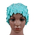 thumbnail image 3 of TELOLY 3D Vintage Floral Ladies Swim Cap,Women's Petal Retro Swimming Hat Flower Bathing Cap for Long/Short Hair,Light Blue, 3 of 6