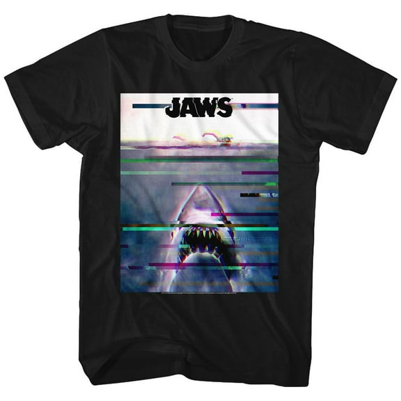 Jaws Glitchy Black Adult T-Shirt 5Xl
