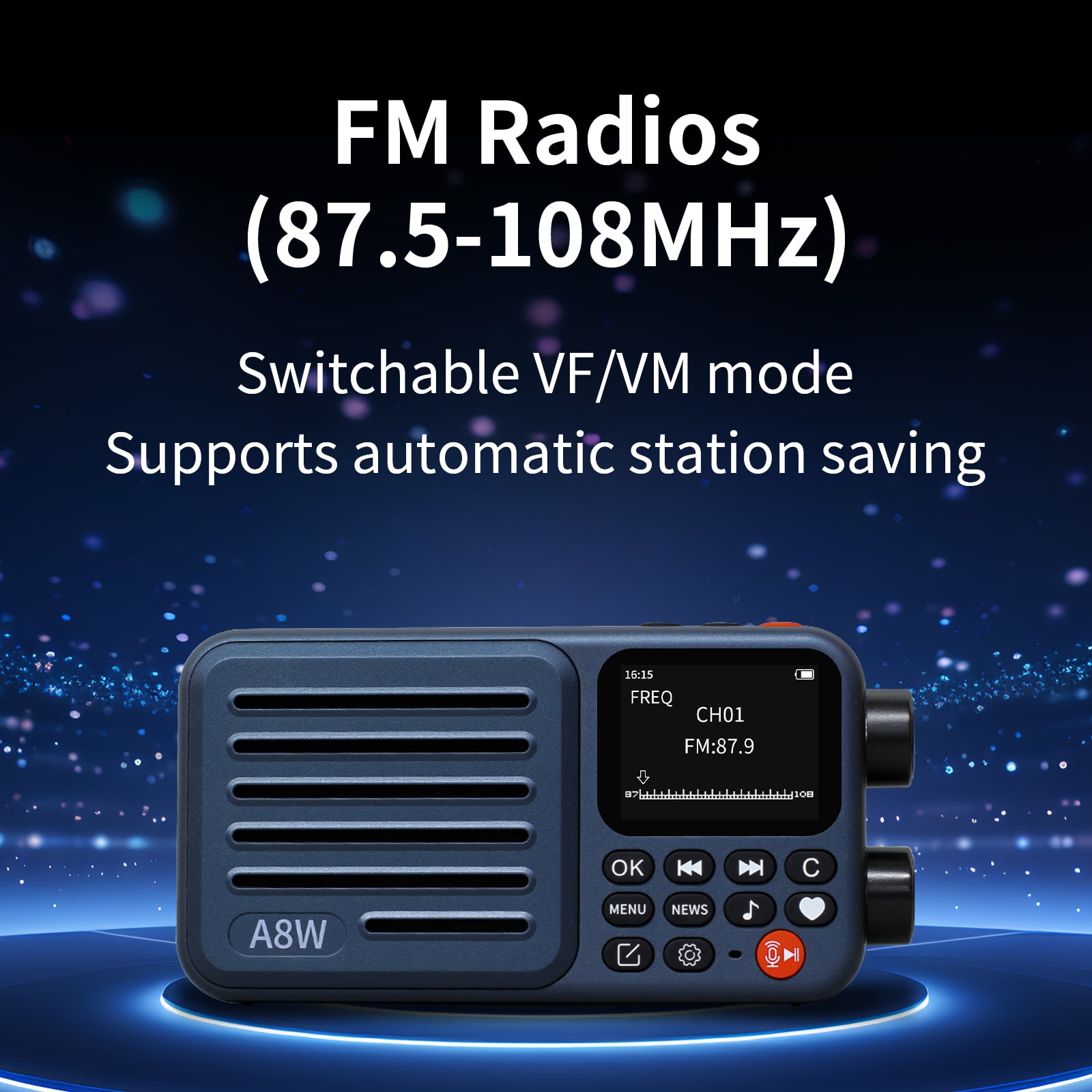 Choyong A8W Portable Smart Internet Radio Receiver WIFI/4G Speaker with FM,Micro-SD Card,All World Radios,for Home with WiFi,Digital Radio,choyoung Radio