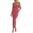 thumbnail image 1 of Vestido largo con hombros descubiertos para mujer PRETTYGARDEN, verano 2025, 1 of 9