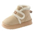 thumbnail image 4 of Womens Platform Snow Boots Hook and Loop Suede Indoor Outdoor Winter Warm Fuzzy Slipper Booties Comfy Soft Sole Nonslip Ankle Boots Beige Size 6, 4 of 4