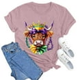 thumbnail image 5 of Womens Casual Tops Crew Neck Short SLeeve Loose Fit Carnival Highland Cattle Printed Tees 2026 Spring Beach Vacation Trendy T Shirts, 5 of 5