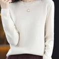 thumbnail image 3 of Suéteres de otoño e invierno para mujer, jerseys de punto ajustados con cuello redondo, ropa interior de color liso, suéter femenino, camisetas casuales, 3 of 5