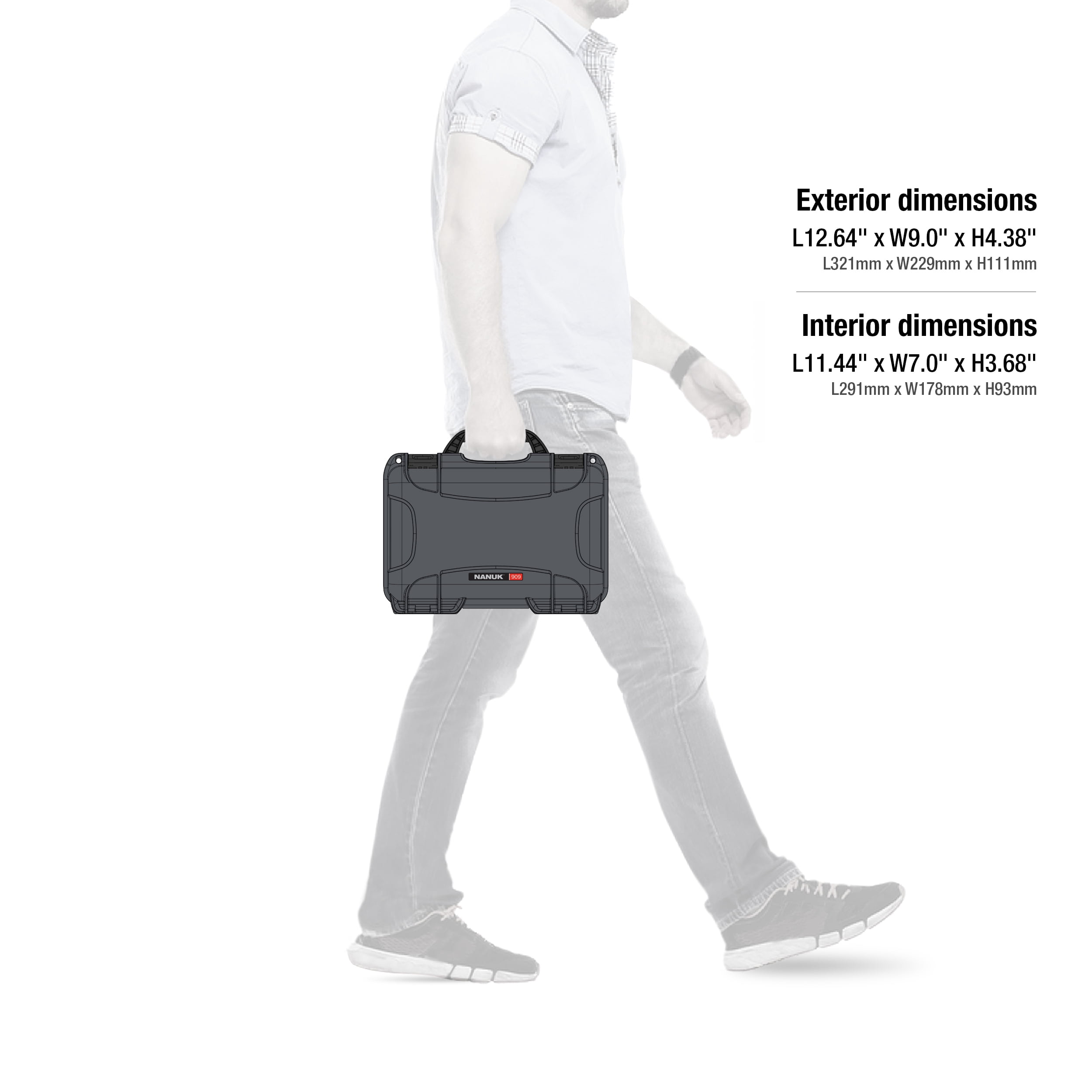 Nanuk 909 Waterproof Professional Classic Pistol/Gun Case, Military Approved with Custom Insert - Graphite