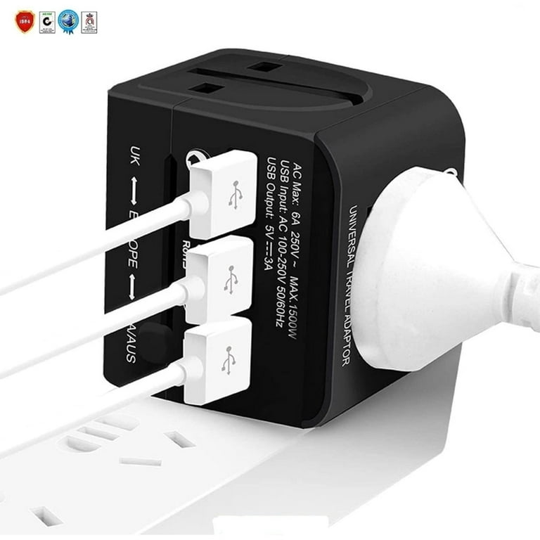 Dropship 5 Core 3 Pieces Charger Universal Adapter Multi Outlet Port 4 USB  Phone Power All In One Multi Cable Multiple Phone Charge 2.1 Amp Wall Plug  White; Red & Black UTA