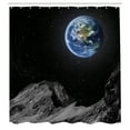 thumbnail image 3 of Ambesonne Galaxy Shower Curtain, Moon Mars Planet Earth, 69"Wx84"L, Blue Black Grey, 3 of 5