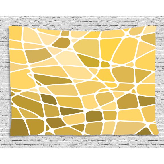 Pastel Tapestry, A Pattern of Disorganized Color Blocks in Yellow and Beige Tones and Different Sizes, Wall Hanging for Bedroom Living Room Dorm Decor, 80W X 60L Inches, Multicolor, by Ambesonne