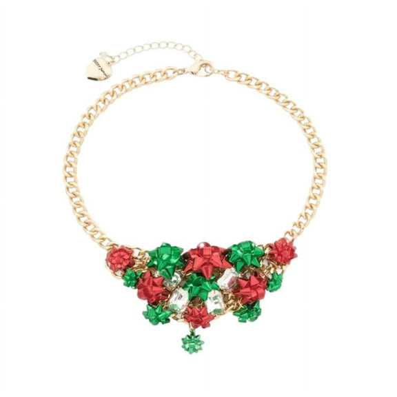 Betsey Johnson Women's Bow Necklace Gold Red Green