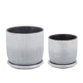 thumbnail image 2 of Sagebrook Home 5" TEXTURED PLANTER WITH SAUCER, SILVER, 2 of 2