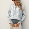 thumbnail image 4 of Defitshape Women's Soft Shirt Ruffle Blouse Summer Floral Boho Peasant Long Sleeve Lantern Sleeve Blouses Grey Small, 4 of 4