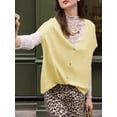 thumbnail image 3 of Suéter Saodimallsu oversize amarillo con manga murciélago, botones y cuello en V, 3 of 5