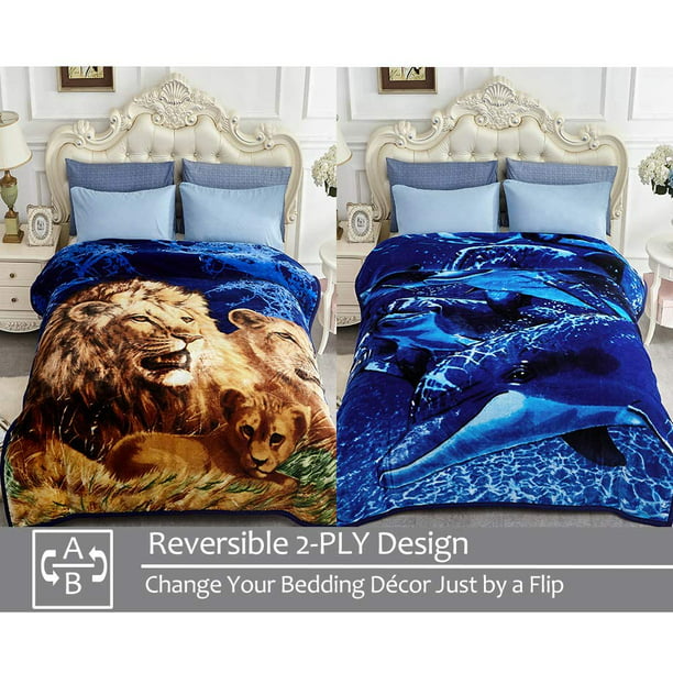 Soft Warm Fleece Bed Blanket Reversible, Super King Size Bed Blankets