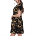 thumbnail image 2 of Naloa Modern Golden Butterfly Print Womens Summer A-Line Dress with Pockets,Short Sleeve Dresses,Flowy Beach Swing Dress for Vacation Travel, 2 of 6