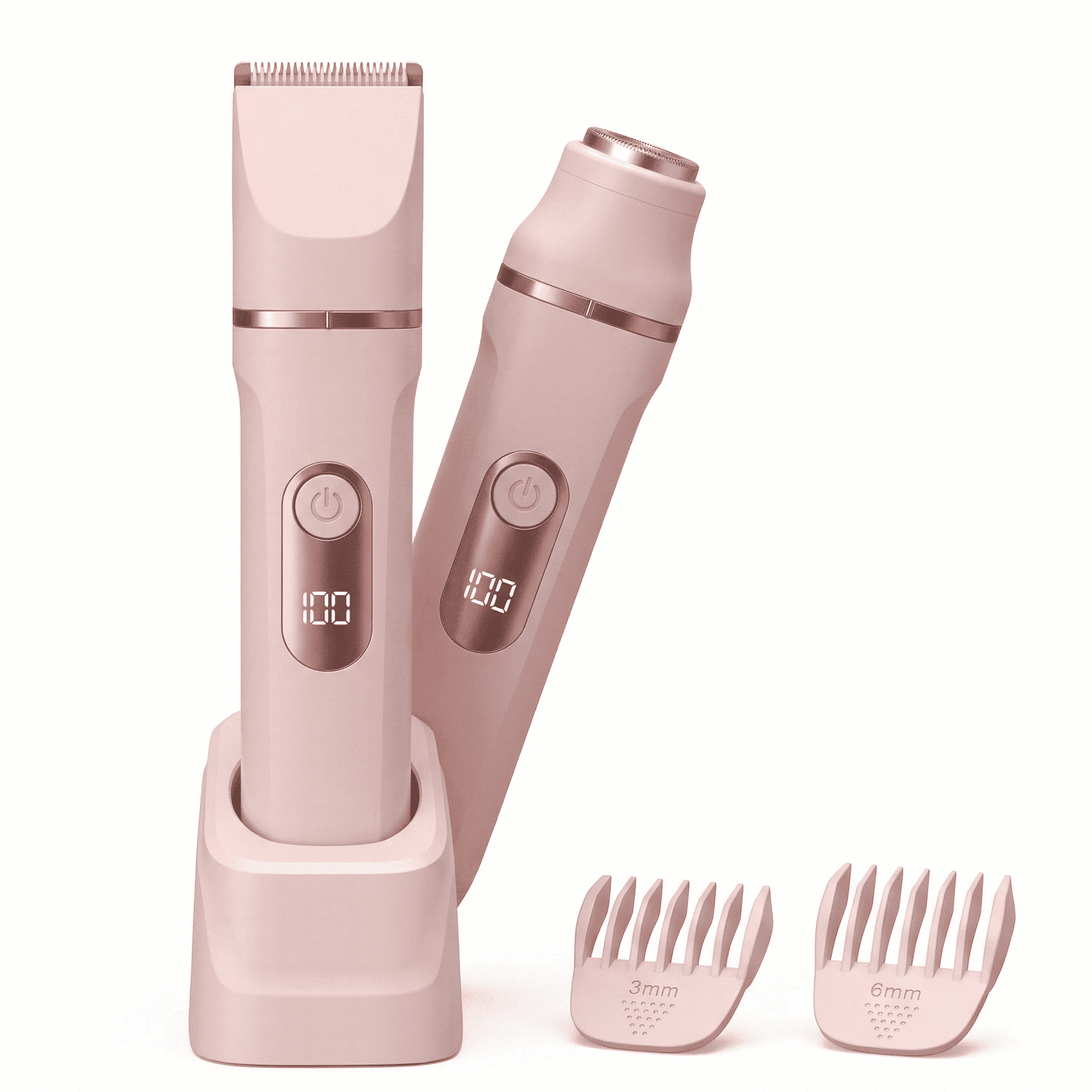Obacre Women’s 2-in-1 Electric Bikini Trimmer & Facial Shaver, Painless Ceramic Blade Body Groomer with Waterproof Wet Dry Design, Rechargeable Travel Razor for Smooth Skin