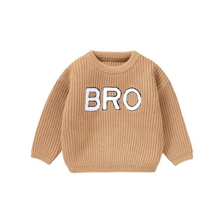 

Bagilaanoe Baby Boy Sweater for Infant Long Sleeve Letters Pullover 6M 9M 12M 18M 24M 3T Toddler Warm Jumpers Tops Fall Loose Knitwear
