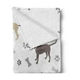 thumbnail image 2 of Dog Lover Soft Flannel Fleece Blanket, Paw Print Bones and Dog Silhouettes American Foxhound Breed Playful Pattern, Cozy Plush for Indoor and Outdoor Use, 50" x 60", Umber Beige Grey, by Ambesonne, 2 of 5